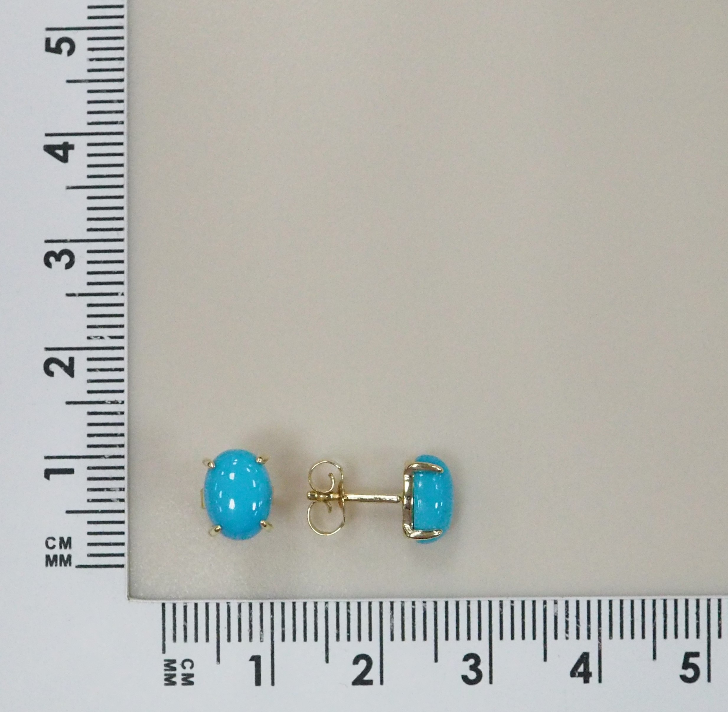 Серьги-пусеты из желтого золота с бирюзой